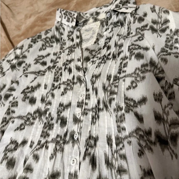 Cino Cotton Gray and White Patterned Women's Blouse Size Large - Picture 2 of 4